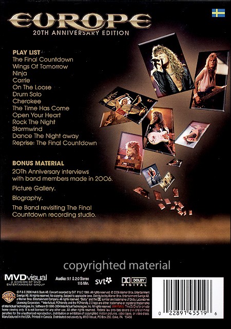 Europe : Final Countdown Tour: Live In Sweden 1986 (USAมีสต็